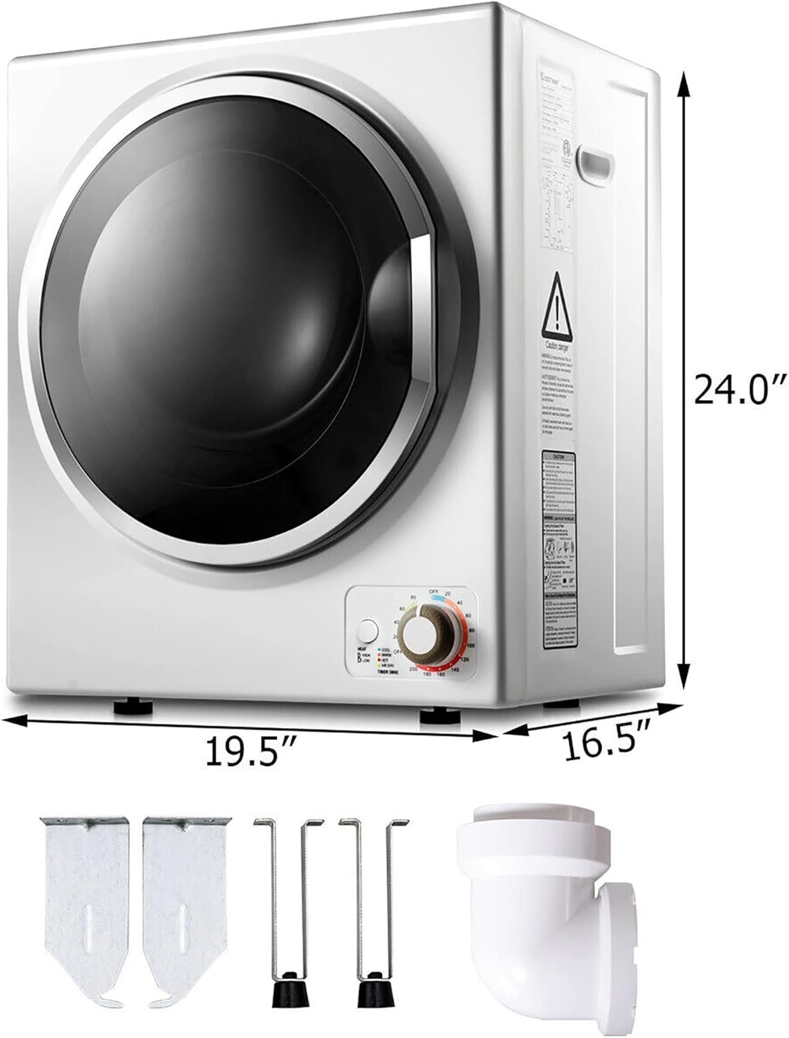 DORTALA Portable Dryer with 4 Automatic Drying Mode, Electric Compact Laundry Dryer with Stainless Steel Tub, 10LBS 1.5 cu .ft Capacity Stackable Clothes Dryer Machine for Home, Dorm, White - Image 9