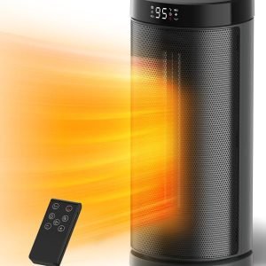 Sunnote Space Heater for Indoor Use, 1500W Fast Heating, Electric & Portable Ceramic Heaters with Thermostat, 5 Modes, 24Hrs Timer, 80°Oscillating Room Heater with Remote, Safe for Office Bedroom Use