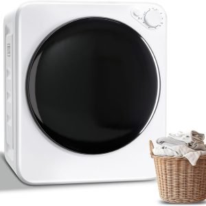 1.6 Cu. ft Compact Portable Laundry Dryer with 5 Functions, Exhaust Duct, Stainless Steel Liner, 800W Electric Front Load Clothes Drying Machine for Apartments, Dorms, RVs, Tiny Homes (1.6CU)