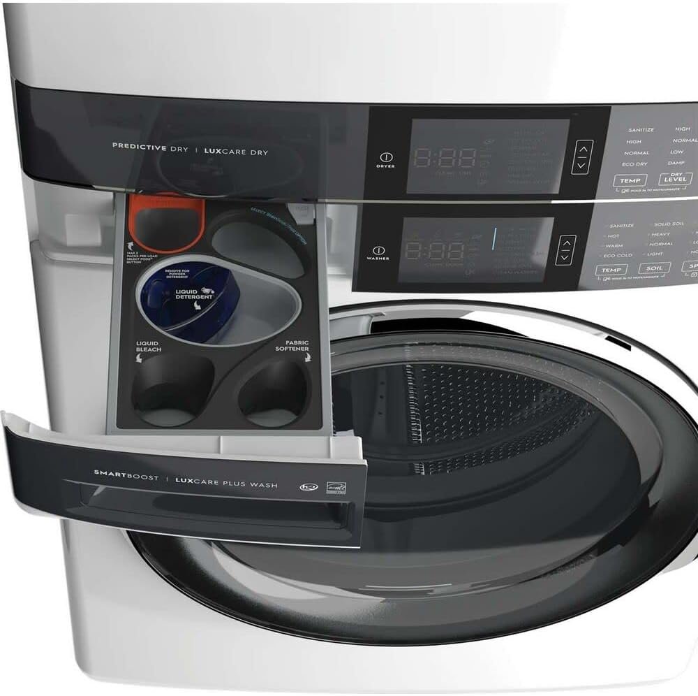 4.5 cu. ft. Stacked Washer and 8.0 cu. ft. Gas Dryer Laundry Tower in Titanium with SmartBoost Premi - Image 2