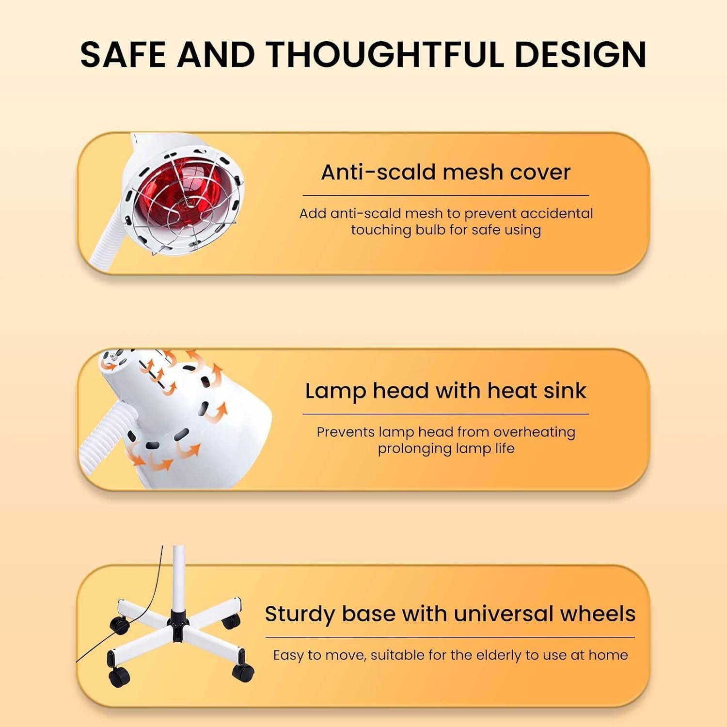 Infrared Light 275W Red Light Therapy Heat Lamp with Remote Control for Relieve Joint Pain and Muscle Aches, Adjustable Red Light Standing Heat Lamp - Image 4