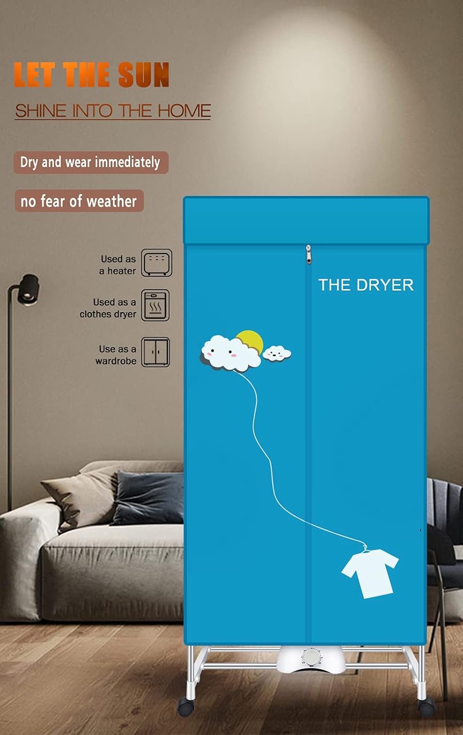 Portable Dryer,110V 1000W Electric Clothes Dryer Machine Double layer Stackable Clothes Drying Rack for Apartments, RV,Laundry,and More - Image 4