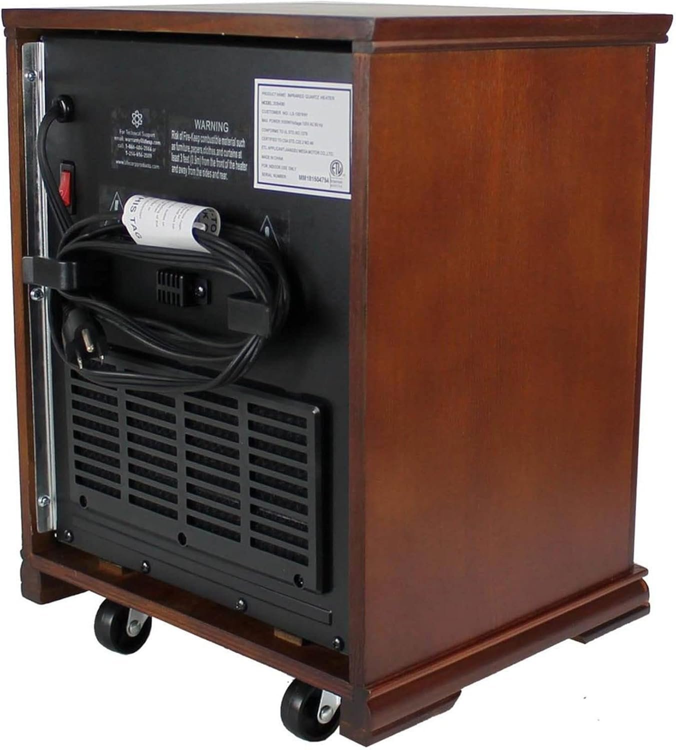 LifeSmart LifePro 1500W Portable Electric Infrared Quartz Space Heater for Indoor Use with 4 Heating Elements and Remote Control, Brown Oak Wood - Image 9