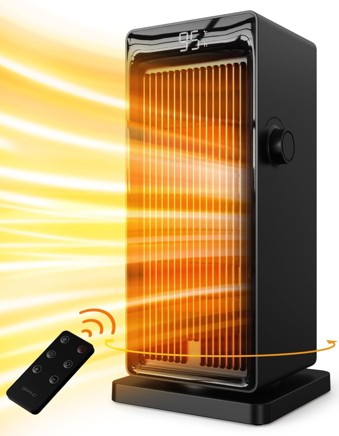 Space Heater, 1500W Space Heaters for Indoor Use Electric Heater for Bedroom, ECO Thermostat 90° Oscillating 24H Timer, Fast Heating, Remote Control, Safe for Home Office Room