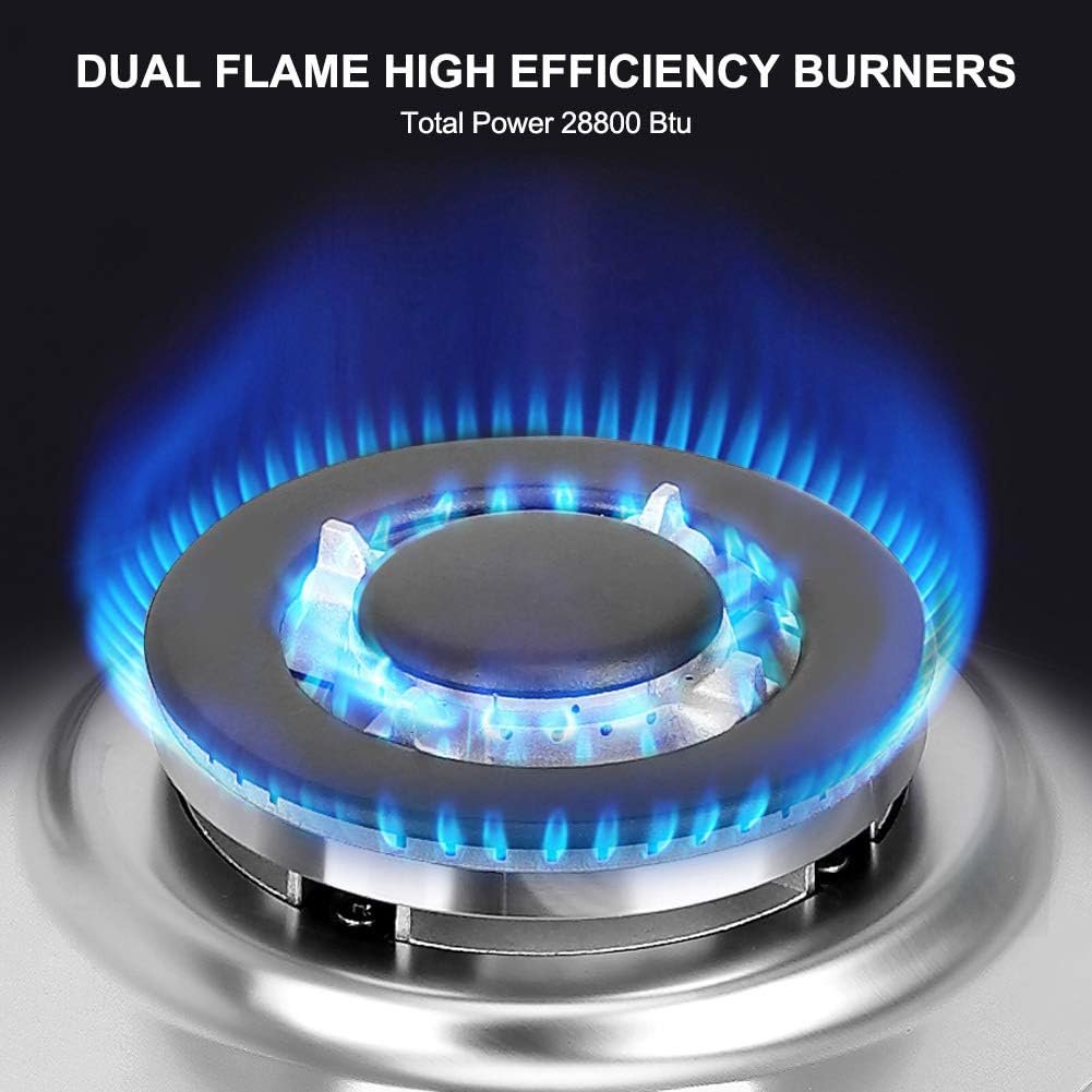 thermomate 30 Inch Gas Cooktop, Built In Gas Rangetop with 5 High Efficiency Burners, NG/LPG Convertible Stainless Steel Gas Stove Top with Thermocouple Protection, 120V AC - Image 2
