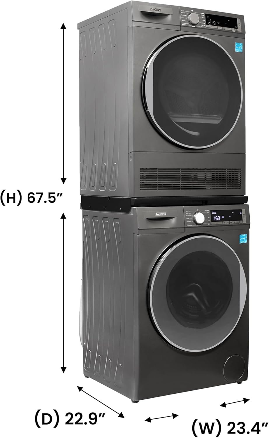 2.2 cf 120 V Washer & 4 Cf 220V Condensing Dryer Made in Europe (Titanium + Stacking kit) - Image 3