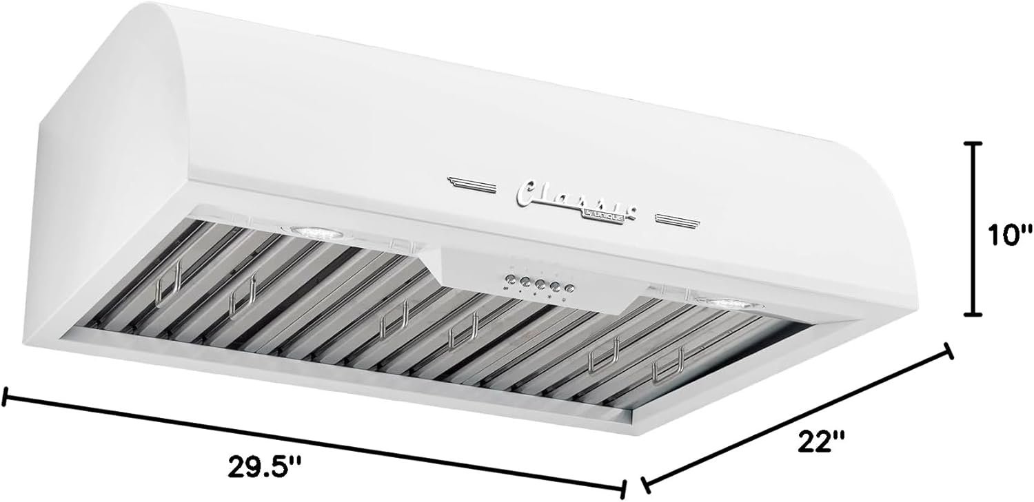 Unique Appliances UGP-30CR RH W Classic Retro, Electric Range Hood with 3 Fan Speeds and 2 LED Lights, 110-120 V, 30", Marshmallow White - Image 7