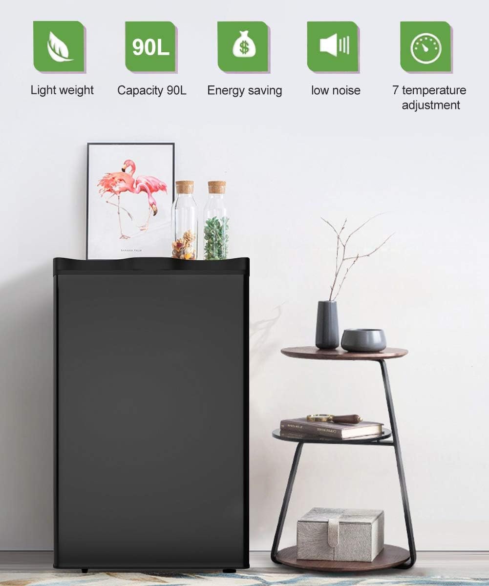 Safeplus Mini Dorm Compact Refrigerator, 3.2 Cu.Ft Compact Refrigerator Under Counter Refrigerator with Small Freezer Removable Glass Shelves - Drinks Food Beer Storage for Office Dorm or Apartment - Image 2