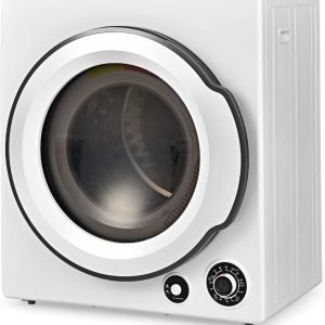 LDAILY Laundry Dryer, Electric Clothes Dryer with Timer, 2 Heating Options, 4 Drying Modes & Cold Air Care Function, Compact Dryer with Stainless Tub, Multi-layer Filtration for Home 1350W, White