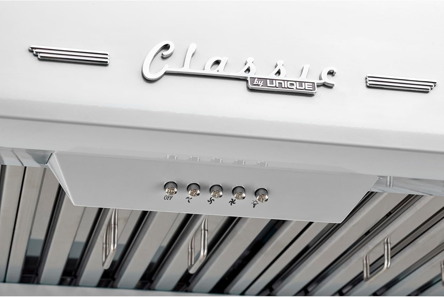 Unique Appliances UGP-30CR RH W Classic Retro, Electric Range Hood with 3 Fan Speeds and 2 LED Lights, 110-120 V, 30", Marshmallow White - Image 4