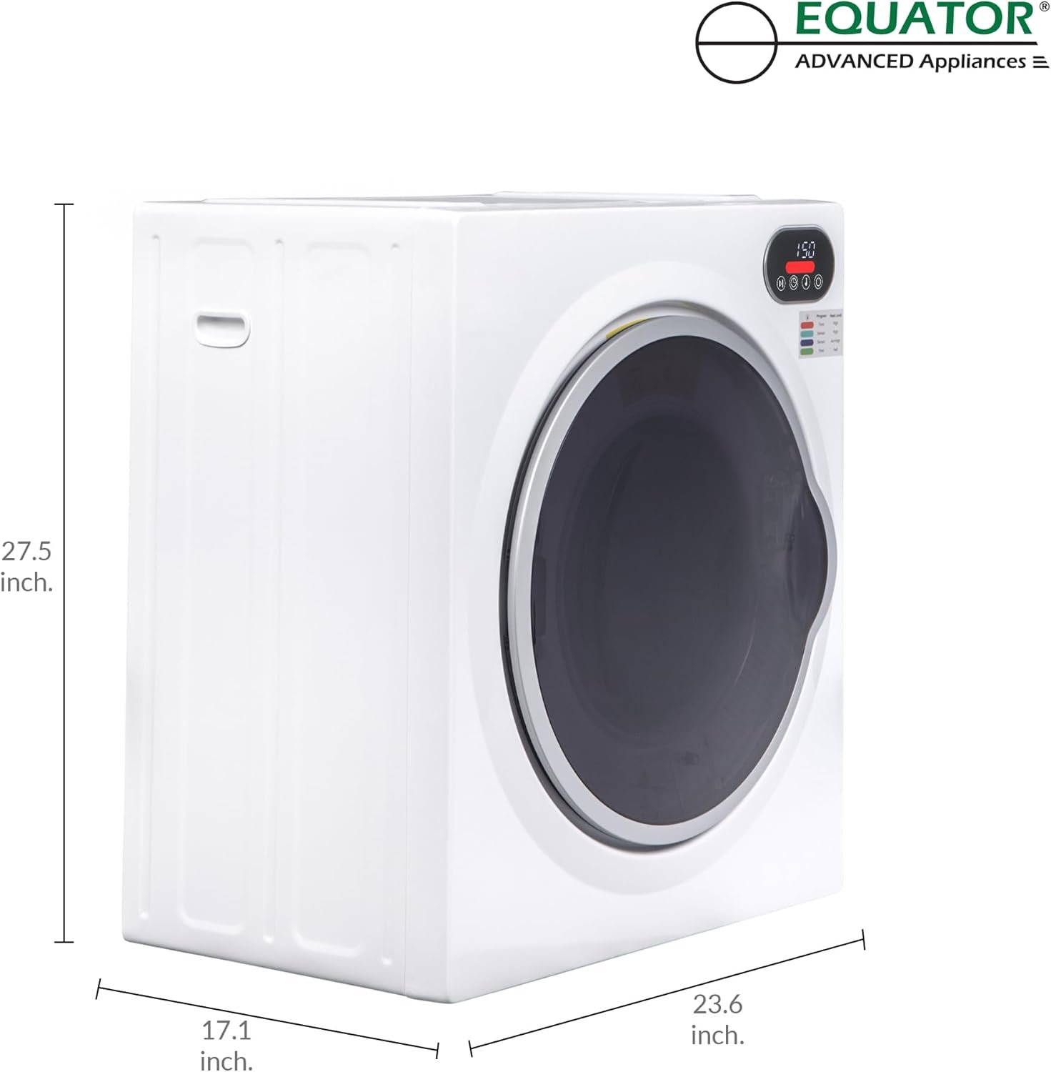 Equator Ultra Compact Short Vented SENSOR Dryer 2.6cf/10lb LED Ops 110V/1400W in White - Image 4