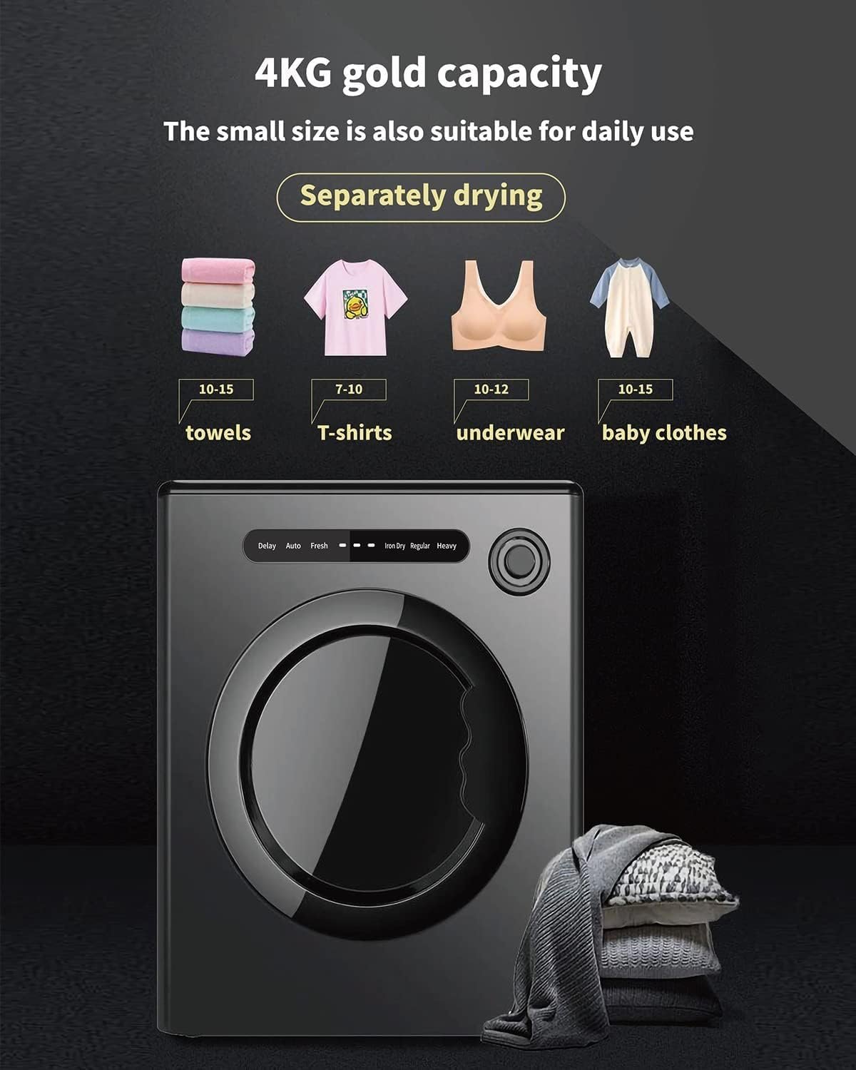 Dessiz Portable Dryers, Compact Clothes Dryer, 850W 9lbs Load Capacity, Ideal Portable Drying Machine for Tight Spaces, RVs, and Apartments - Quiet, Robust and User friendly - Image 5