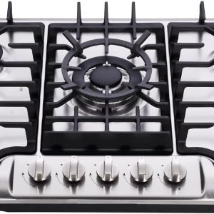Gas Cooktop 30 Inch, Built-in 5 Burners Gas Stovetop Stainless Steel LPG/NG Convertible Gas Stove Dual Fuel Sealed Gas Cooktop