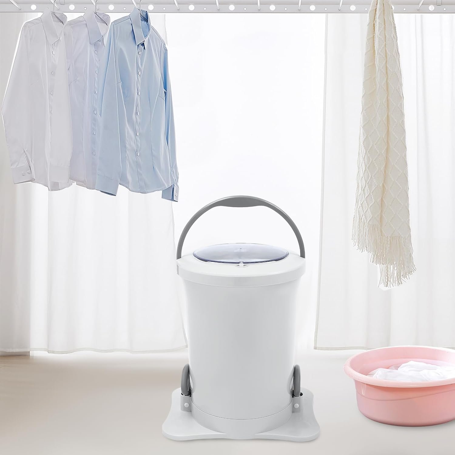 Manual Clothes Dryer, 3.17 Gallon Clothes Spin Dryer with 4.9ft Drain Hose Portable Mini Dryer Compact Non electric Laundry Dryer Manual Dehydrator for RV Camping Apartment Dorm - Image 3