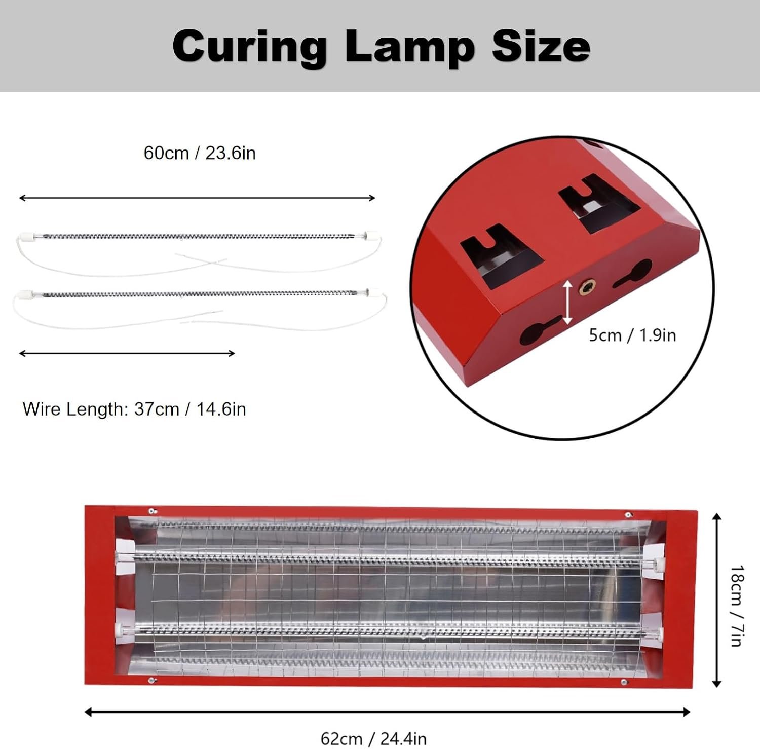 DYRABREST 2000W Baking Infrared Paint Curing Lamp, 1 Set of 2pcs Automotive Infrared Curing Lights 110V Body Repair Paint Curing Systems for Automobile Paint Booths, Furniture Paint Booths - Image 4