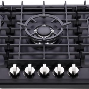 30 Inch Gas Cooktop, Built-in 5 Burners Stainless Steel Gas Stovetop Propane/Natural Gas Convertible Stove Top Dual Fuel Gas Hob (Black)