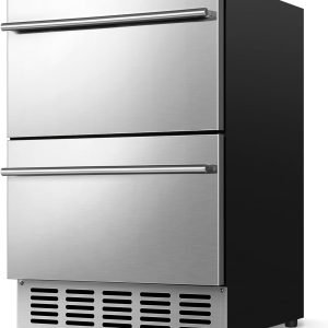 Under Counter Beverage Refrigerator 24 Inch, Outdoor Drawer Fridge Stainless Steel with Temperature Control for Home, Outdoor Patio and Commercial Use