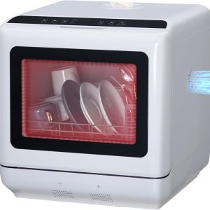 Portable Countertop Dishwasher, Compact Mini Dishwashers with 5L Built-in Water Tank, 5 Washing Programs, Air-Drying Function, 360° Dual Spray & High-Temp, for Home, RV, Apartment, Whie