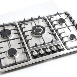 Gas Cooktop, 5 Burners Gas Stove Stainless Steel Built-in Gas Hob Cooker for Kitchen & Commercial Use (33.8'' x 19.6'')