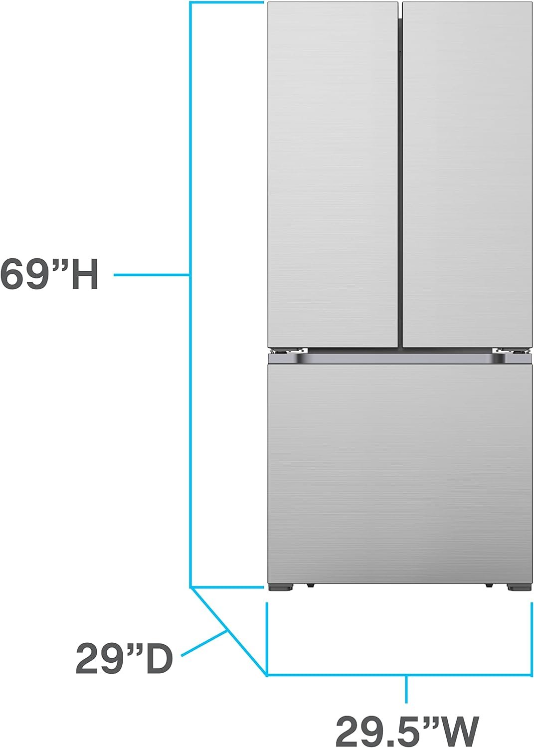 Avanti FFFDS175L3S French Refrigerator with Bottom Freezer 30-Inch Wide, Frost Free Technology, Large Capacity with Adjustable Shelves, Door Bins & Crisper Drawers, 17.5-Cu.Ft, Stainless Steel - Image 2