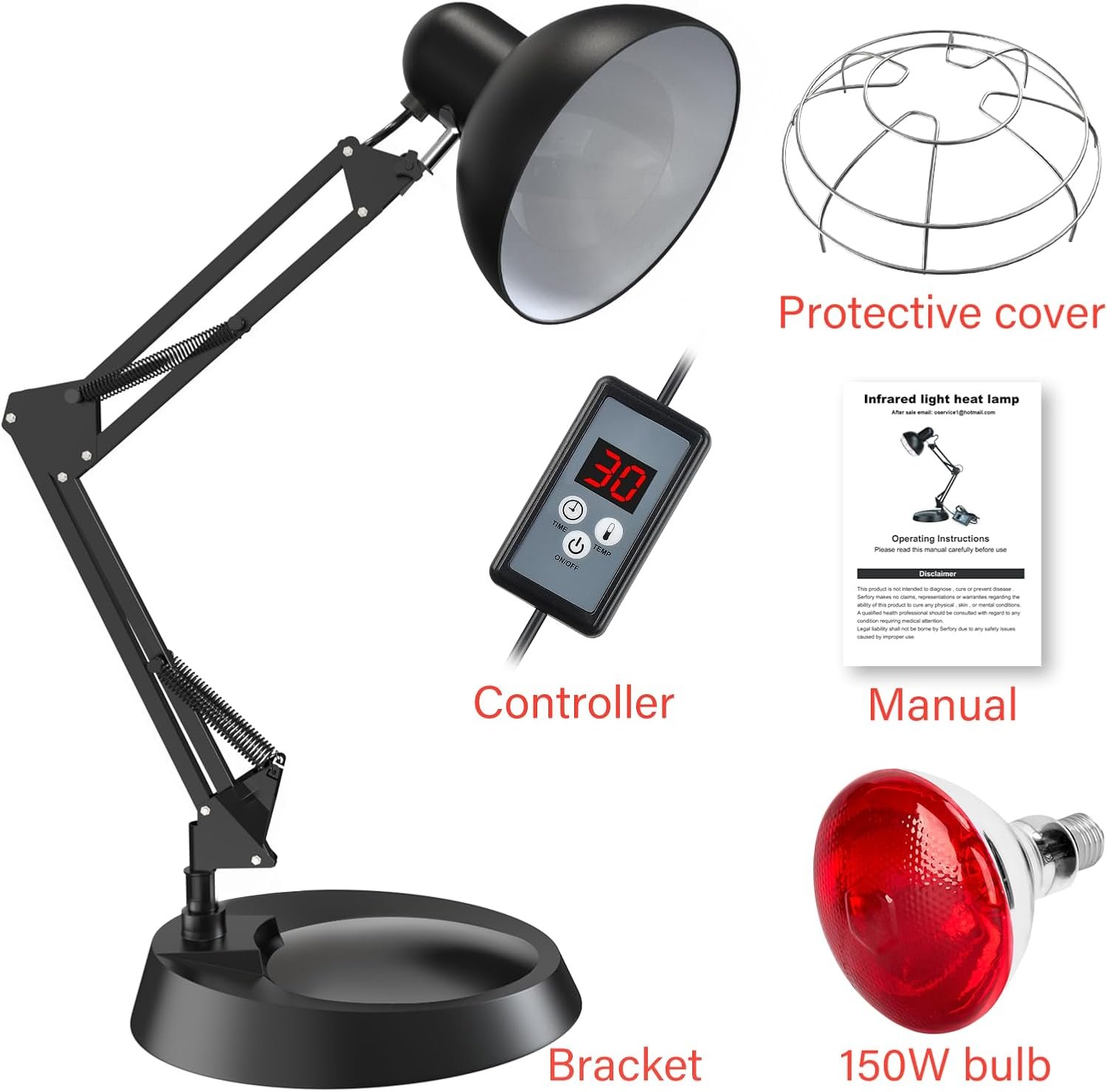 Infrared Light Heat Lamp, Near Infrared Light Therapy Lamp for Body Muscle Joint Pain Relieve 150W Infrared Lamp Portable Standing Light Therapy Device - Image 7