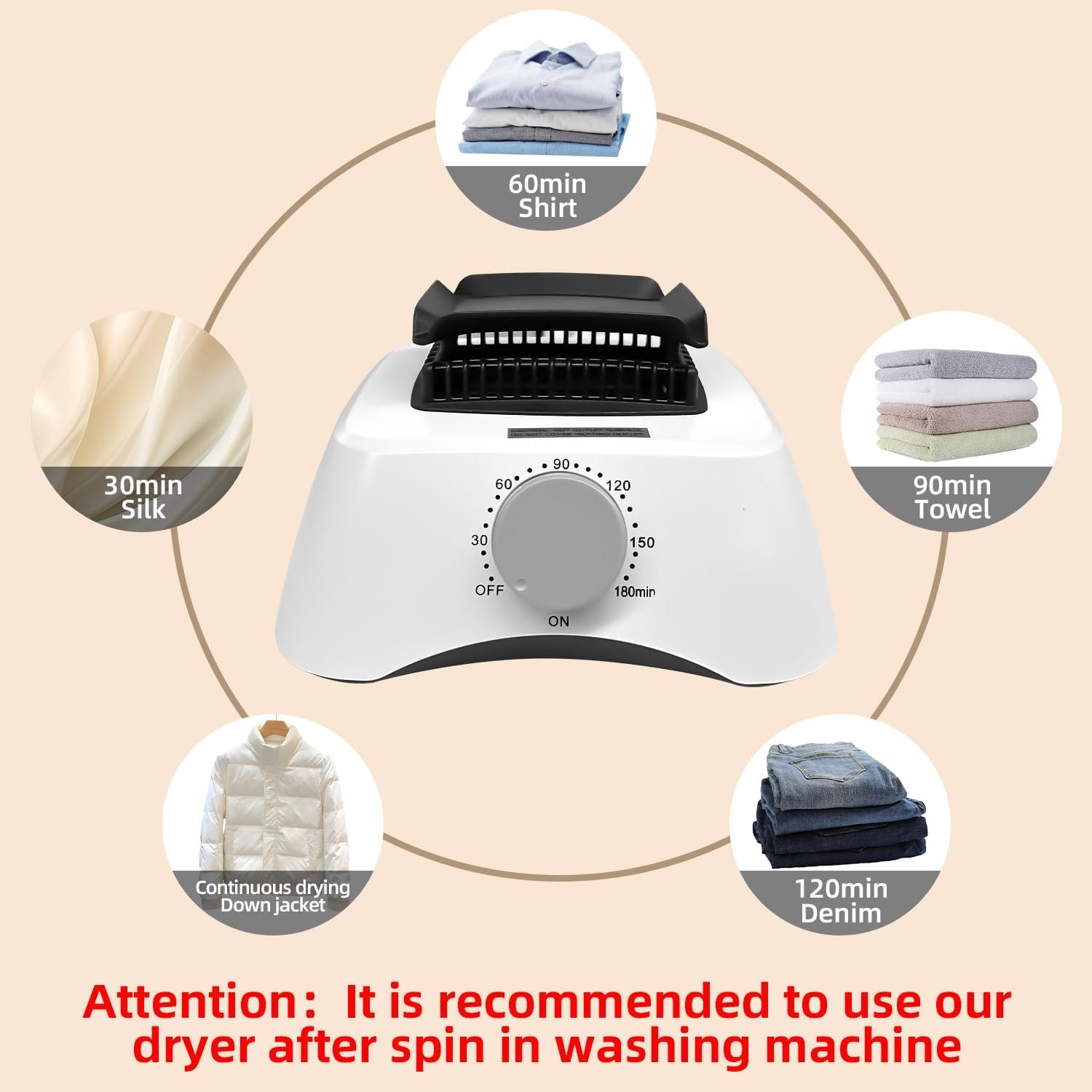 Portable Clothes Dryer, 1000W Drying Machine for Laundry Double Layers Portable Dryer Stainless Steel Mini Dryer for Apartments Home Dorms Travel RVs with Timer and Fabric Cover Ptalseaw - Image 3