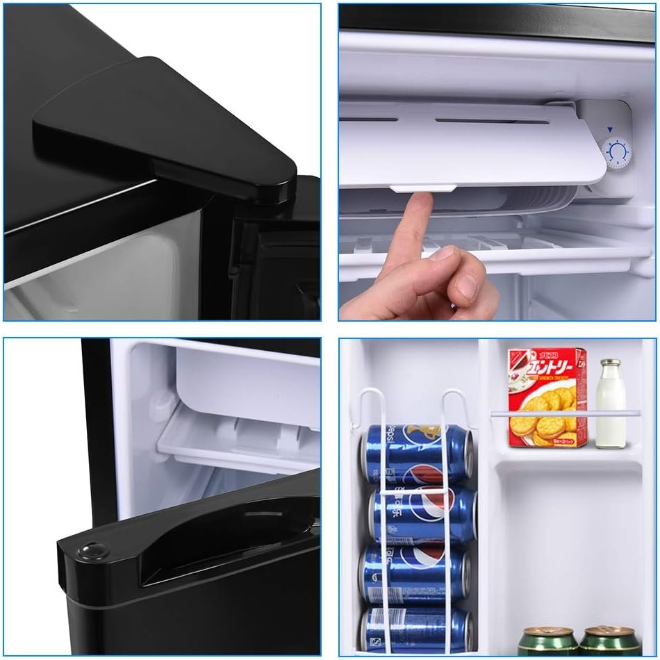 Safeplus Mini Dorm Compact Refrigerator, 3.2 Cu.Ft Compact Refrigerator Under Counter Refrigerator with Small Freezer Removable Glass Shelves - Drinks Food Beer Storage for Office Dorm or Apartment - Image 5