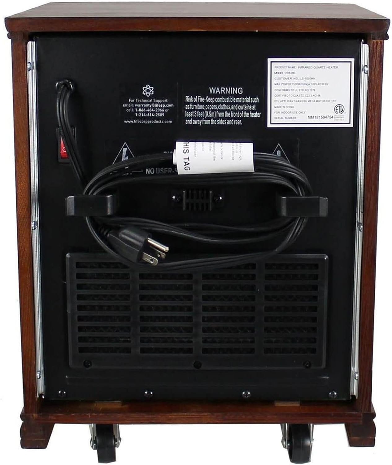 LifeSmart LifePro 1500W Portable Electric Infrared Quartz Space Heater for Indoor Use with 4 Heating Elements and Remote Control, Brown Oak Wood - Image 7