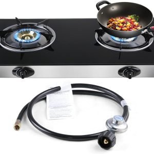 Propane Gas Cooktop 2 Burners Stove portable gas stove Tempered Glass Double Auto Ignition Camping Burner LPG for RV, Apartments, Outdoor