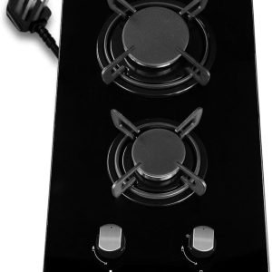 Noxton Gas Cooktop 2 Burner, 12 inch LPG/NG Dual Fuel Built-in Gas Stove Top, Tempered Glass Propane Cooktop for RVs, Apartments, Outdoor