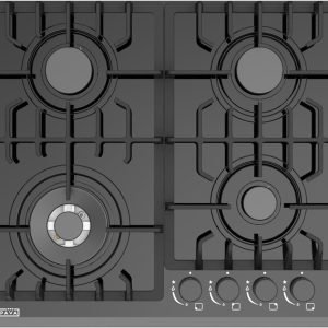 Empava 24 in. Gas Stove Cooktop 4 Italy Sabaf Sealed Burners NG/LPG Convertible Tempered Glass in Black, 24 Inch, Stainless Steel