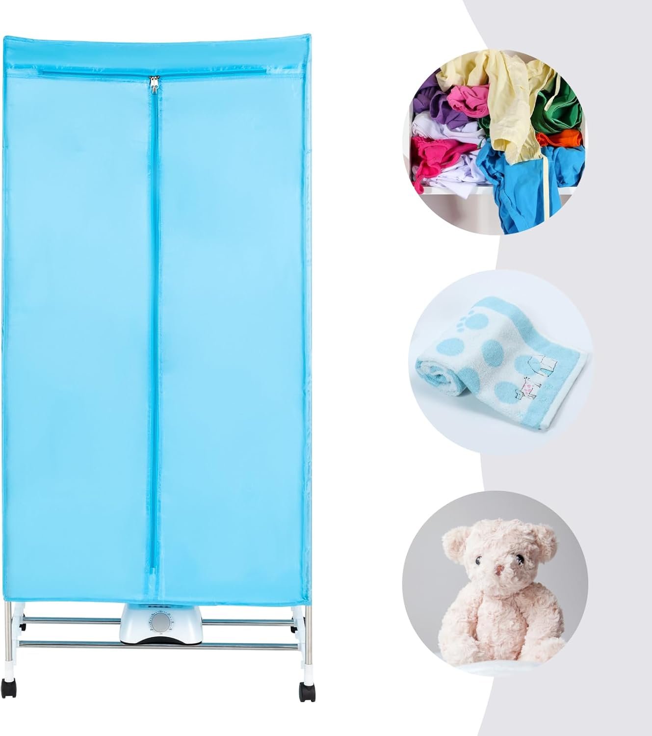 Portable Dryer, Electric Clothes Dryer with Hot Air Blower for Home Laundry Apartments, 1000W Stackable Clothes Drying Rack with Timing Function, Adjustable Layer - Image 3