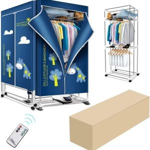 1200W Electric Clothes Dryer, Foldable Clothes Drying Rack Machine, Stainless Steel Warm Air Rack, Indoor Heated Clothes Drying Pod Cabinet, Large Capacity 15kg