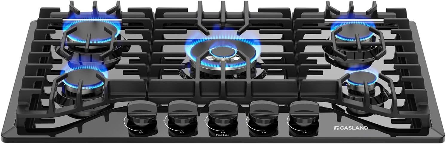 Gas Cooktop 30 Inch, GASLAND PRO GH2305EF 5 Burner Gas Stove, Built-in NG/LPG Convertible Gas Cooktops, Gas Countertop Plug-in with Thermocouple Protection, Black - Image 7