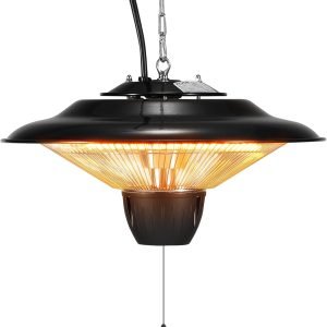 VEVOR Hanging Patio Heater, 1500W Outdoor/Indoor Electric Space Infrared Heater, IP34 Protection Ceiling Heater with 23.6 inch Pull Cord & 20 inch Adjustable Chain, for Porch,Patio,Dining Room,Studio