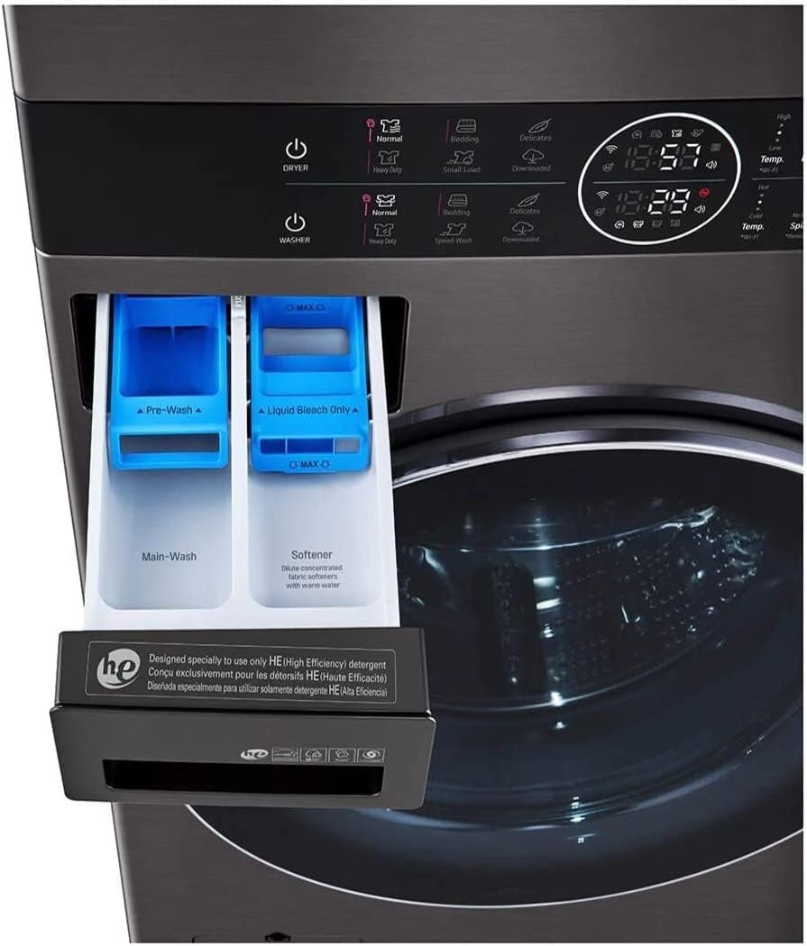 WKGX201HBA 27 Inch Smart Gas Single Unit WashTower with 4.5 cu. ft. Washer Capacity, 7.4 cu. ft. Dryer Capacity, AI Fabric Sensor, Black Steel - Image 5