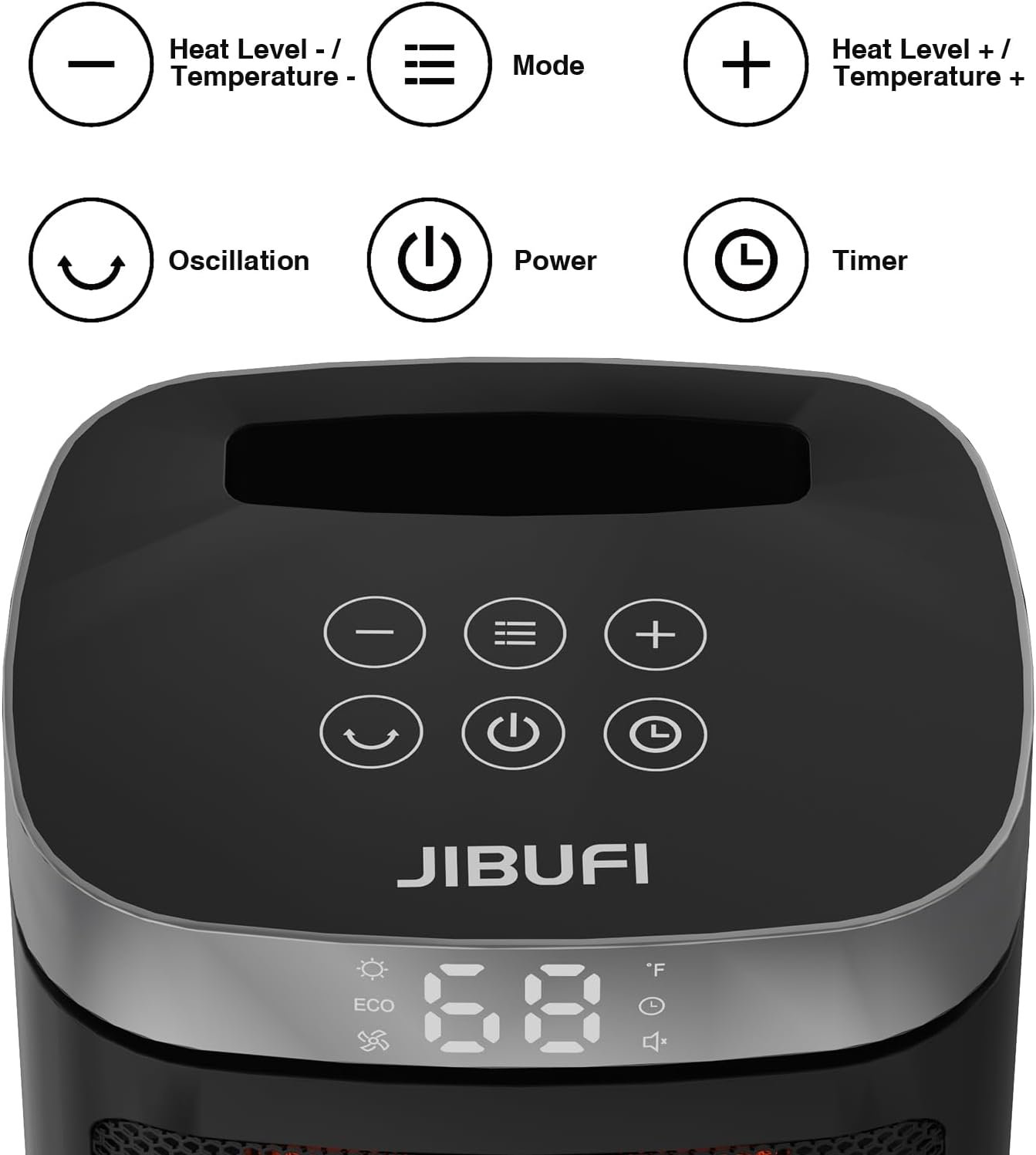 Small Portable Space Heater for Indoor Use - with 70°Rotating Feature, JIBUFI 1500W PTC Electric Heater, Rapid and Safe Heating, Remote Control, 1-12 Hr Timer for Bedroom, Office, etc, Silver - Image 2