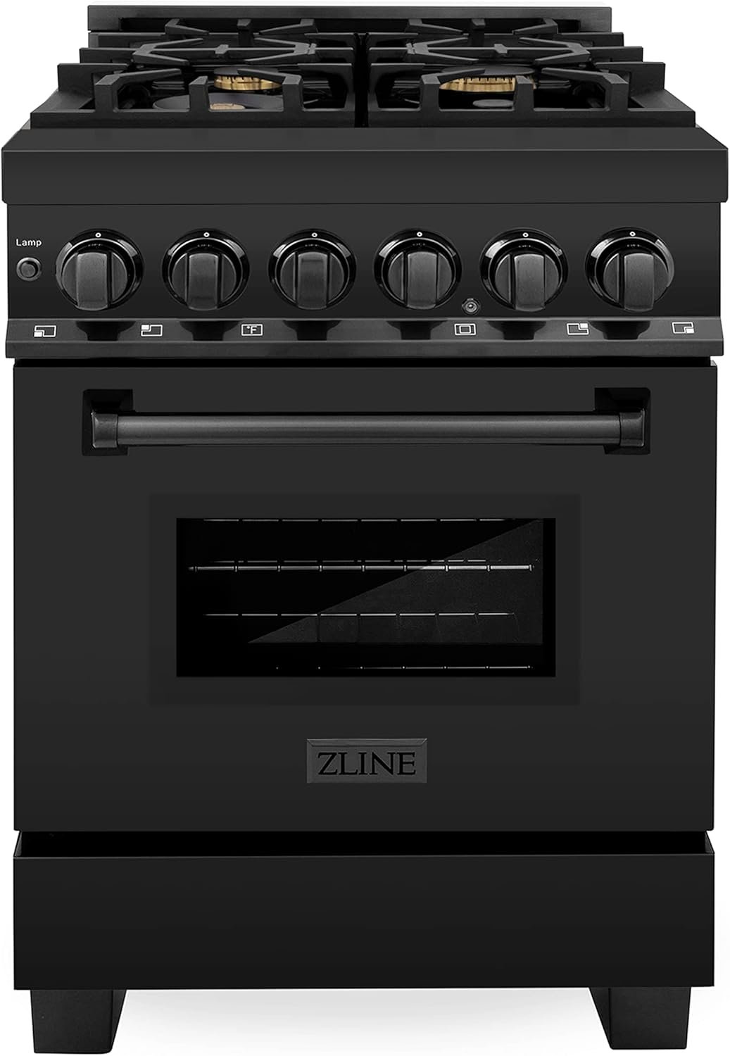 ZLINE 24" 2.8 cu. ft. Dual Fuel Range with Gas Stove and Electric Oven in Black Stainless Steel with Brass Burners (RAB-BR-24) - Image 3