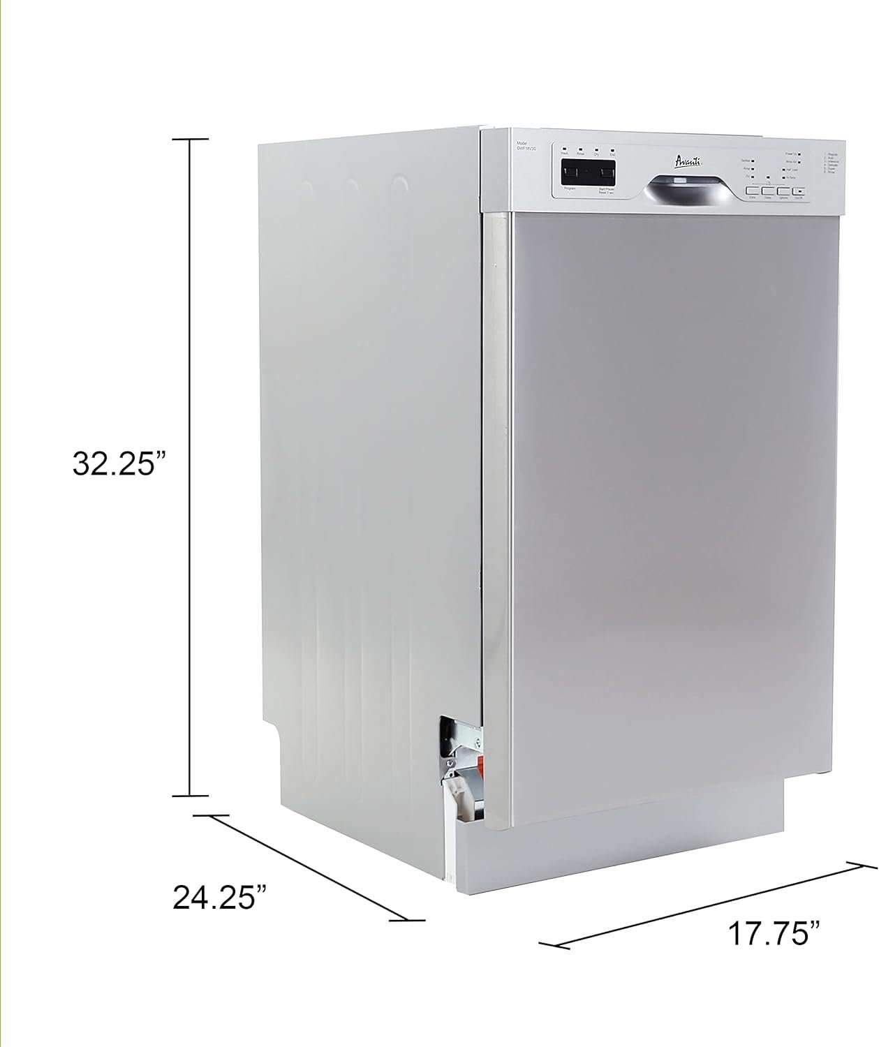 Avanti DWF18V3S 18-Inch Dishwasher Machine with LED Display, 3 Wash Options, 6 Automatic Cycles and Low Noise Rating, 53db, Stainless Steel - Image 6