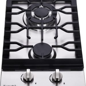 Gas Cooktop 12 Inch, 2 Burners Gas Stovetop Built-in Stainless Steel Gas Stove Dual Fuel LPG/NG Convertible Gas Hob for RVs, Apartments, Outdoor