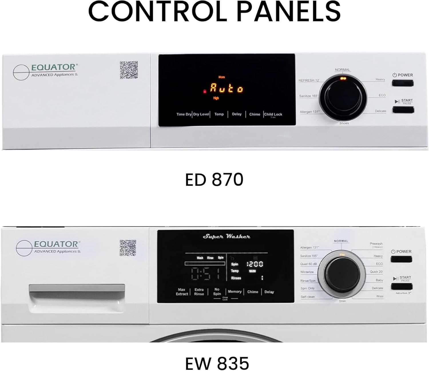 Equator Deluxe MATCHING 110V Washer 1.9 cu.ft + Vented Sensor Dryer 4 cu.ft - Image 2