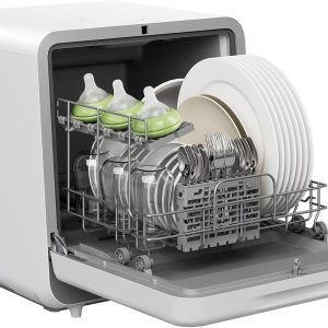 Silonn Portable Countertop Dishwasher, Mini Dishwasher with 5L Water Tank for Apartments/RVs No Hookup Needed, Dish washer with 6 Wash Programs 4 Place Settings 360° Triple Spray System & Auto Air Dry
