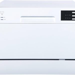 SPT SD-2225DW Compact Countertop Dishwasher/Delay Start-Energy Star Portable Dishwasher with Stainless Steel Interior and 6 Place Settings Rack Silverware Basket/Apartment Office Home Kitchen, White