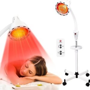 Infrared Light 275W Red Light Therapy Heat Lamp with Remote Control for Relieve Joint Pain and Muscle Aches, Adjustable Red Light Standing Heat Lamp