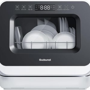 Portable Countertop Dishwasher, 7L Detachable Water Tank, 6 Programs,No Hookup Needed, 192℉ Hi-Temp Hygiene, Hybrid Drying & Preserve Fuction, Mini/Small Dishwasher for RV & Apartment,Black