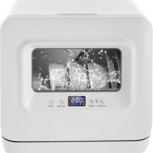 Portable Countertop Dishwasher with 4 Washing Programs, 3 in 1 Counter Top Dishwasher Mini Dishwasher with 5.5L Built-in Water Tank, Compact Countertop Dishwasher, English Control