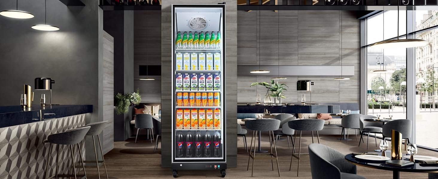 BODEGACOOLER Commercial Merchandiser Refrigerator,18.1Cu.Ft Commercial Display Refrigerator Glass Door,Upright Large Beverage Display Bar Cooler with Soft LED Light,Adjustable Shelves,Aluminum Door - Image 9