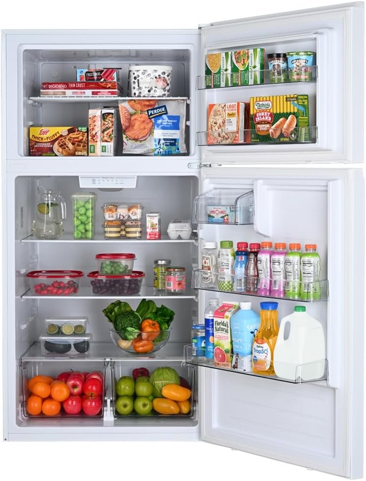 Kenmore 33 in. 20.5 cu. ft. Capacity Refrigerator/Freezer with Full-Width Adjustable Glass Shelving, Humidity Control Crispers, ENERGY STAR Certified, White - Image 3