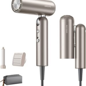 Dreame Pocket Hair Dryer - Ultra Lightweight Blow Dryer with 2 Styling Attachments, Fast Drying, High-Speed Brushless Motor, 300M Negative Ions, Low Noise, Compact & Portable for Home & Travel & Gym