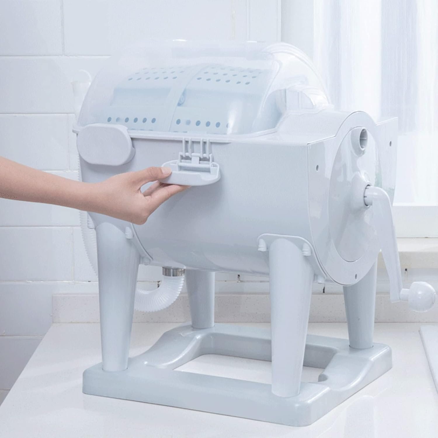 Mini Manual Washing Machine Non-electric Dryer, Portable Clothes Underwear Sock Washer Compact Hand Powered Laundry Spinner, with Spin Dry and Drainage Pipe, For RV's/Camping/Traveling/Emergency - Image 8